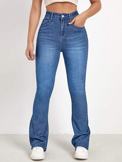High Waist Slim-fit Stretch Flare Jeans