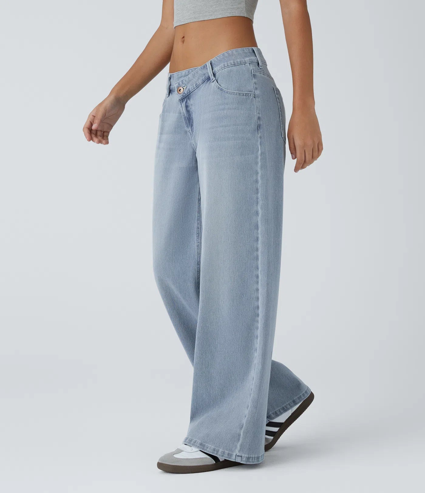 High Rise Crossover Baggy Jeans