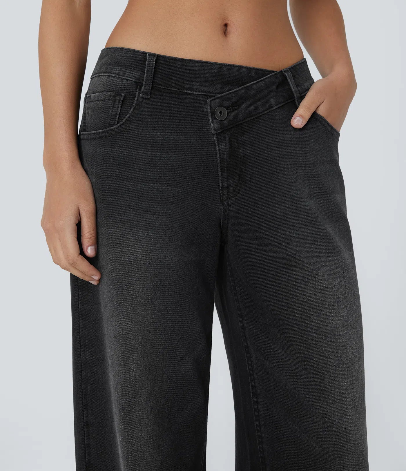 High Rise Crossover Baggy Jeans
