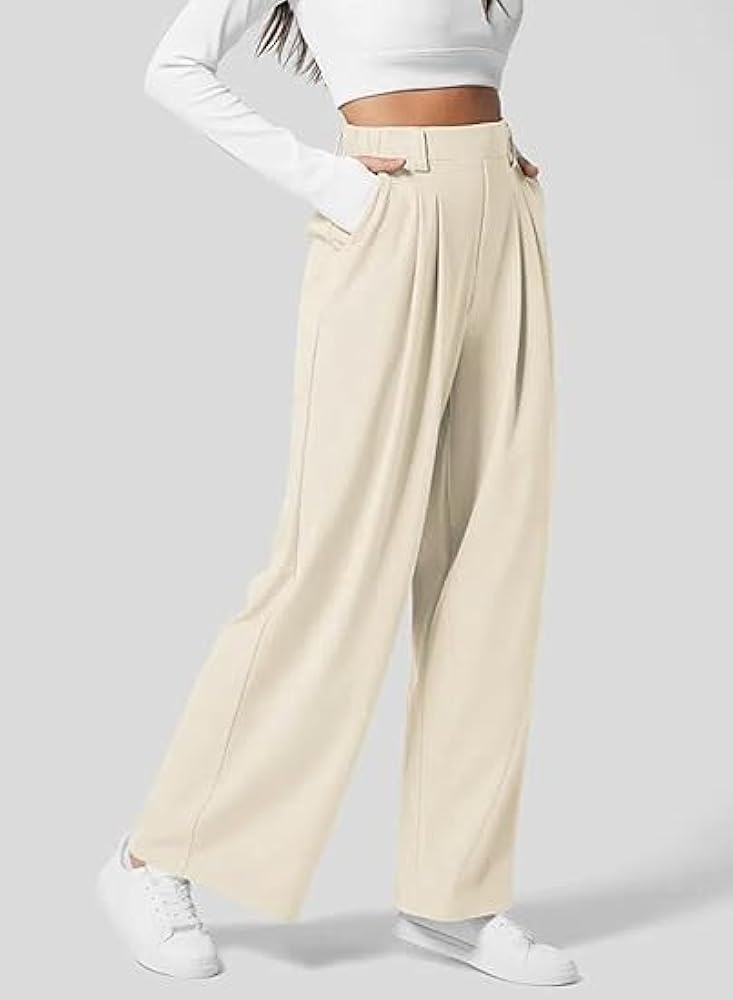 Solid Wide Leg Pants For Woman Work Business
