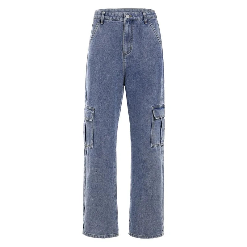 Gerade geschnittene Jeanshose mit hoher Taille