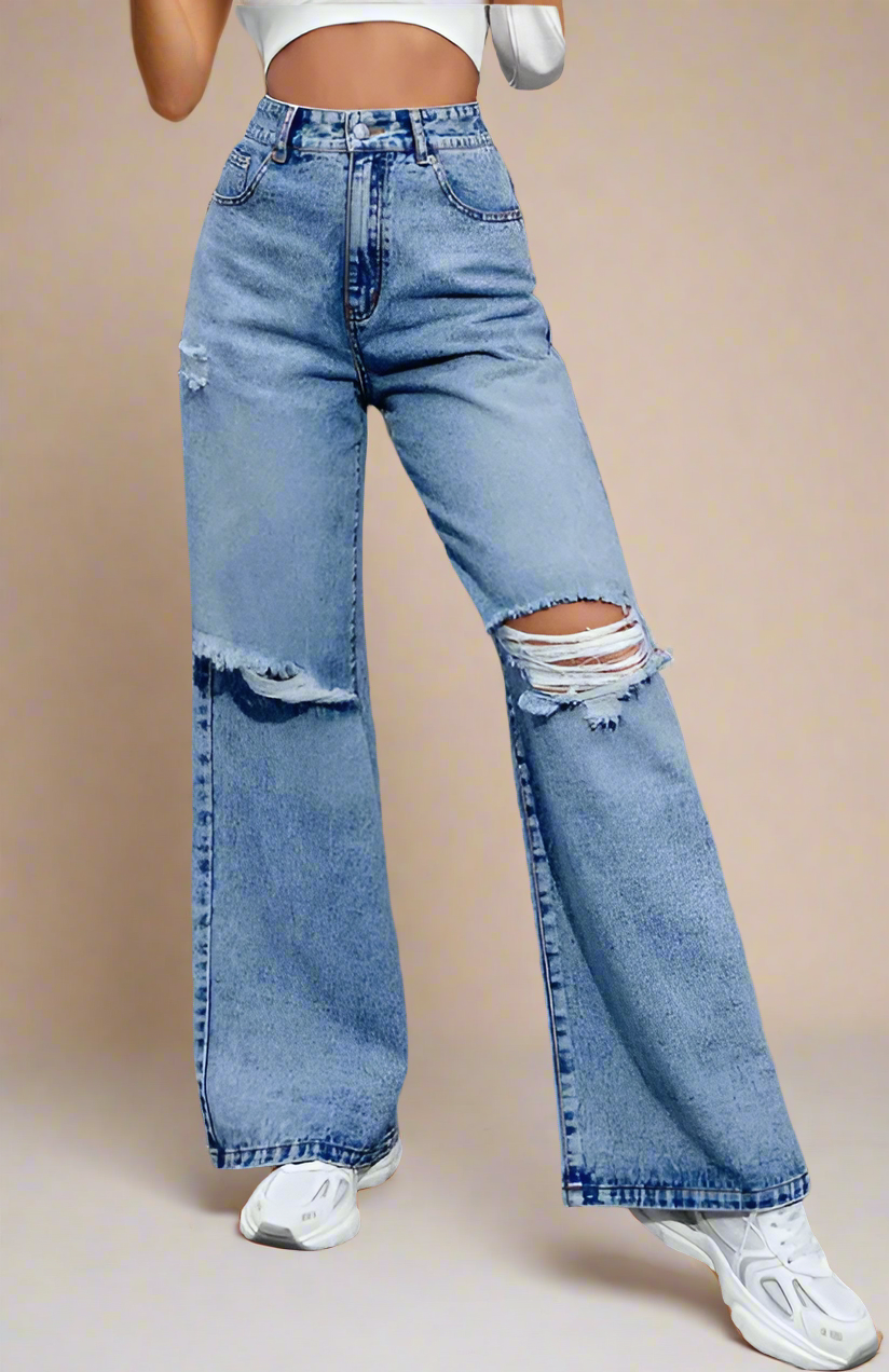 Zoufalý denim s vysokým pasem