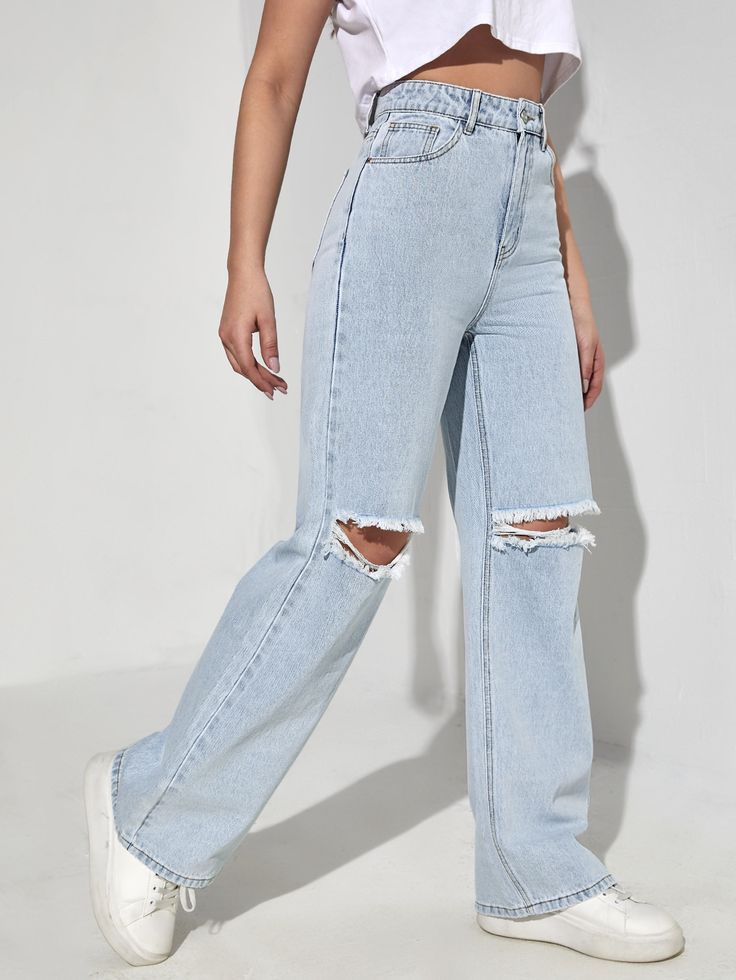 Hight Waist Blue Denim Jeans