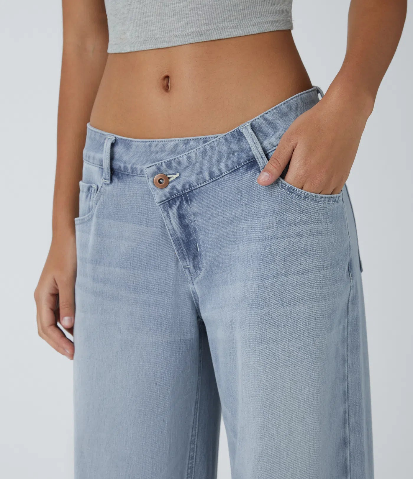 High Rise Crossover Baggy Jeans