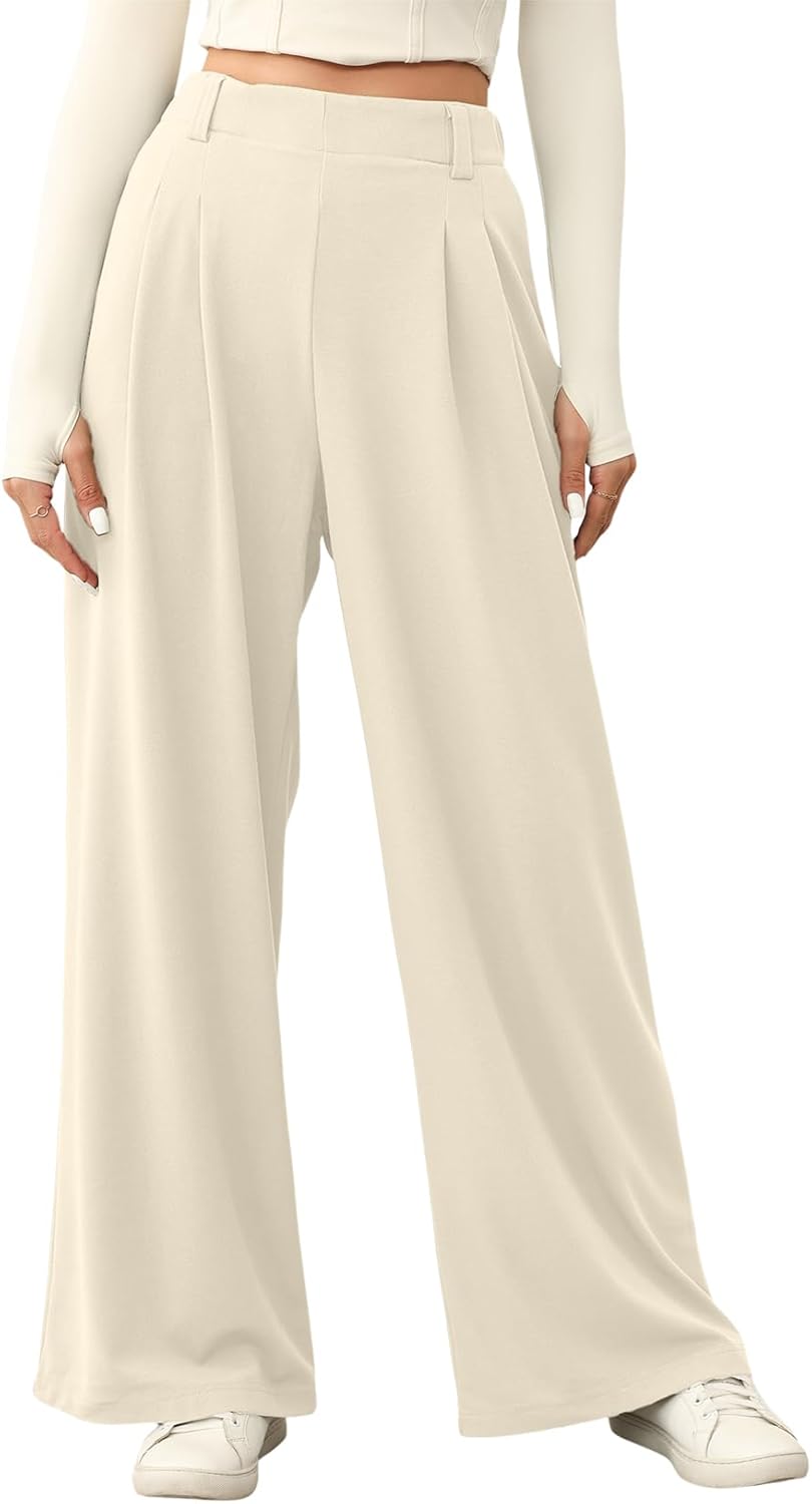 Solid Wide Leg Pants For Woman Work Business