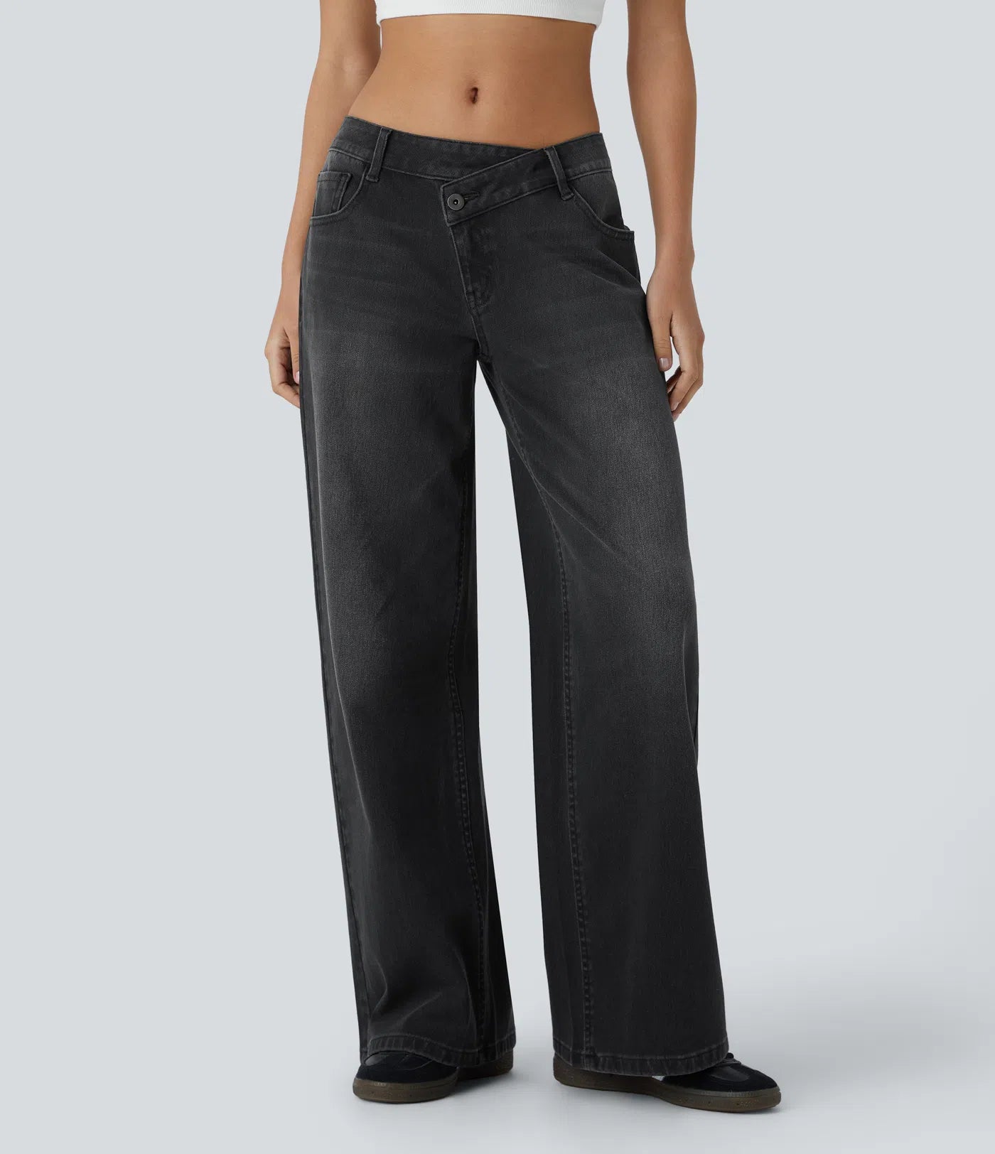 High Rise Crossover Baggy Jeans