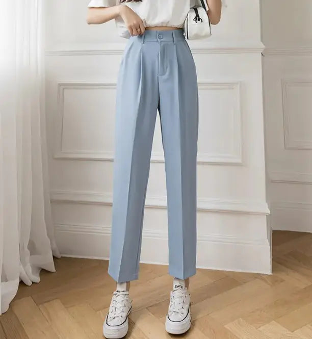 High Waist Straight Leg Trousers