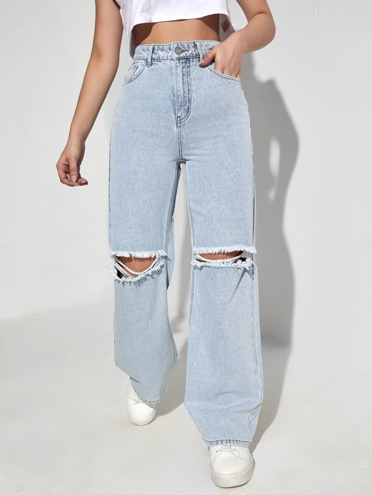 Hight Waist Blue Denim Jeans