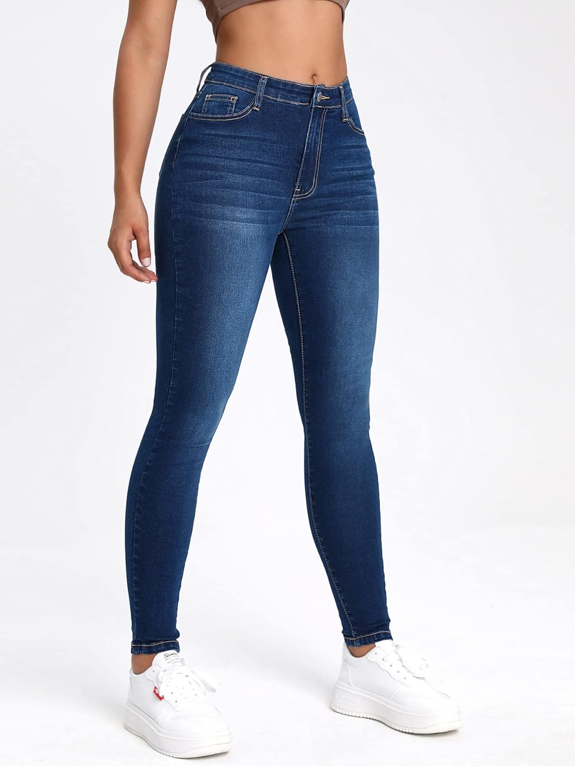 High Rise Elastic Skinny Jeans