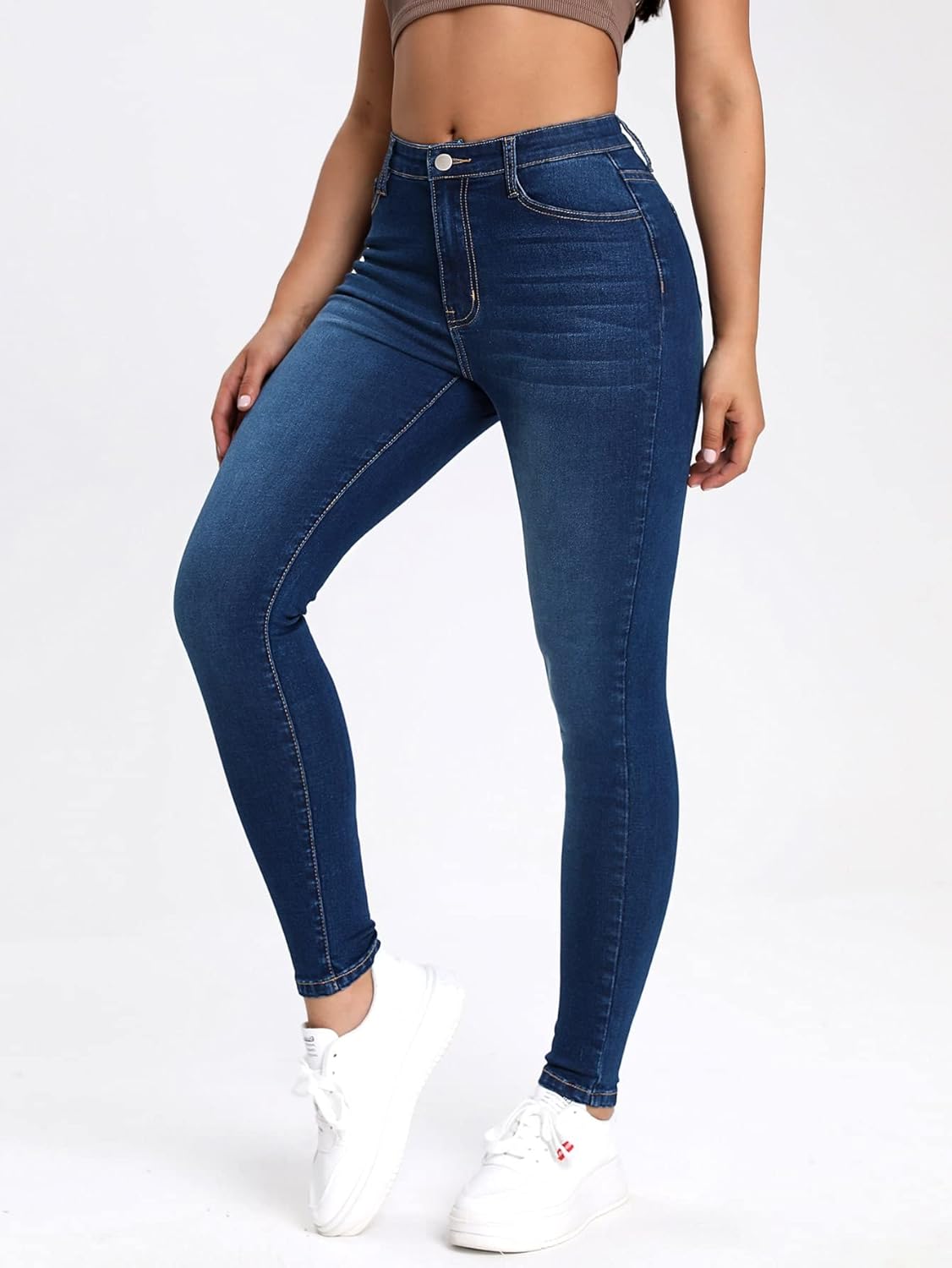 High Rise Elastic Skinny Jeans