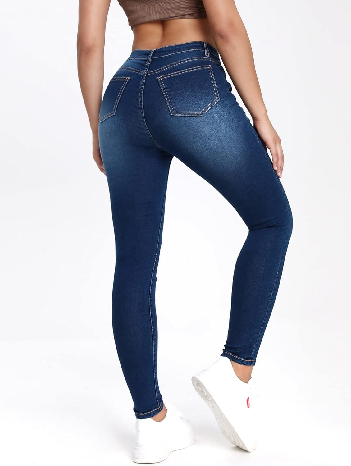 High Rise Elastic Skinny Jeans