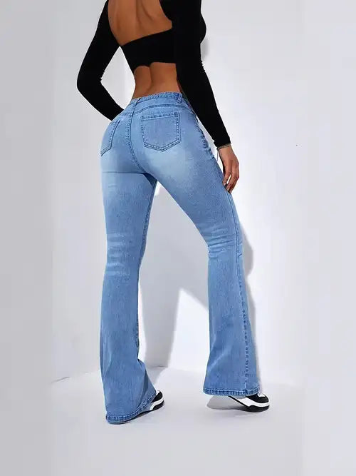 High Waist Slim-fit Stretch Flare Jeans