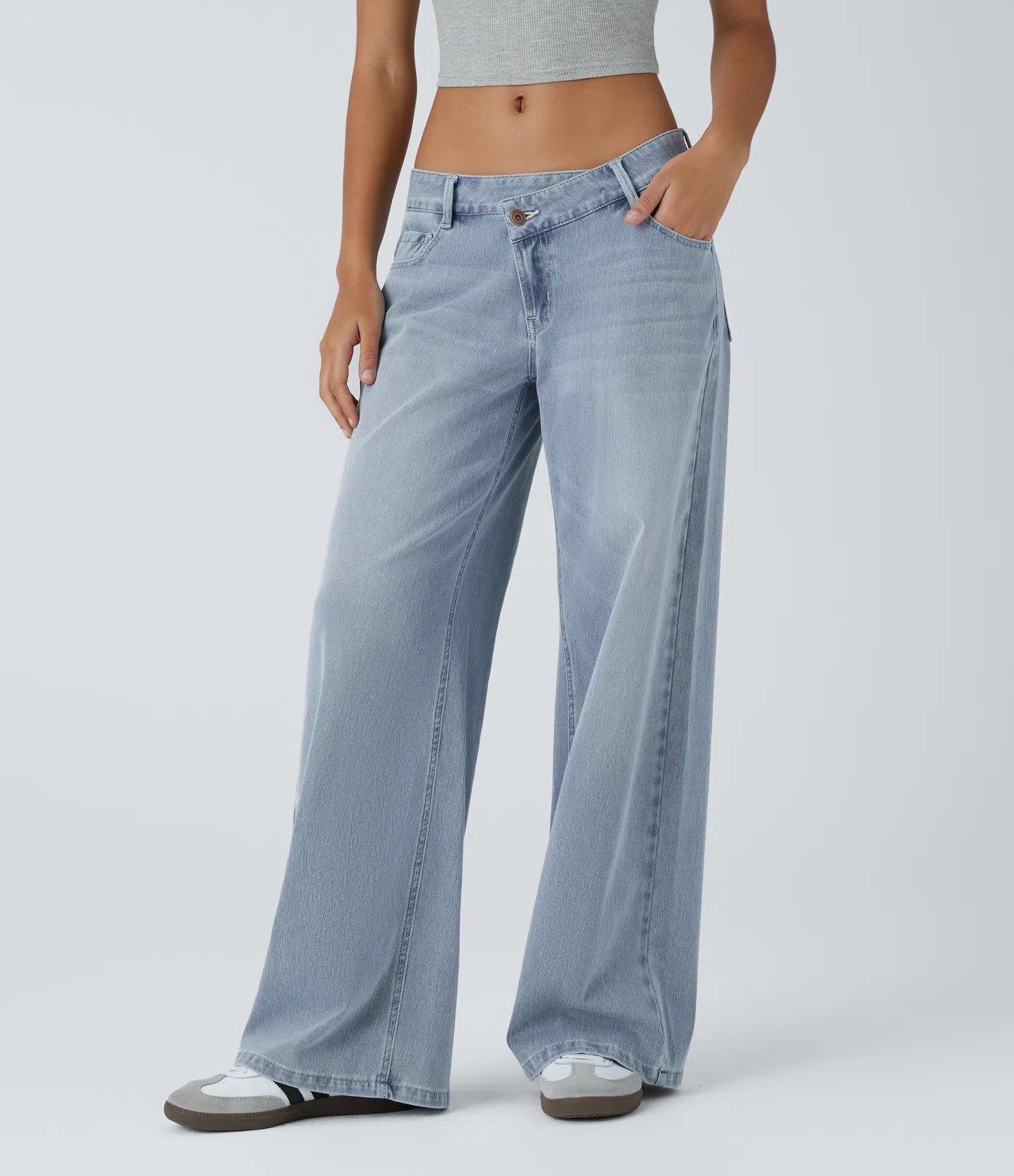 High Rise Crossover Baggy Jeans
