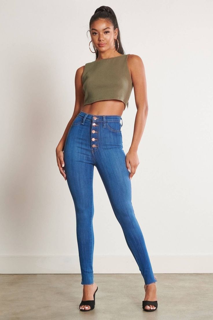 High Waist Stretch Slim Jeans
