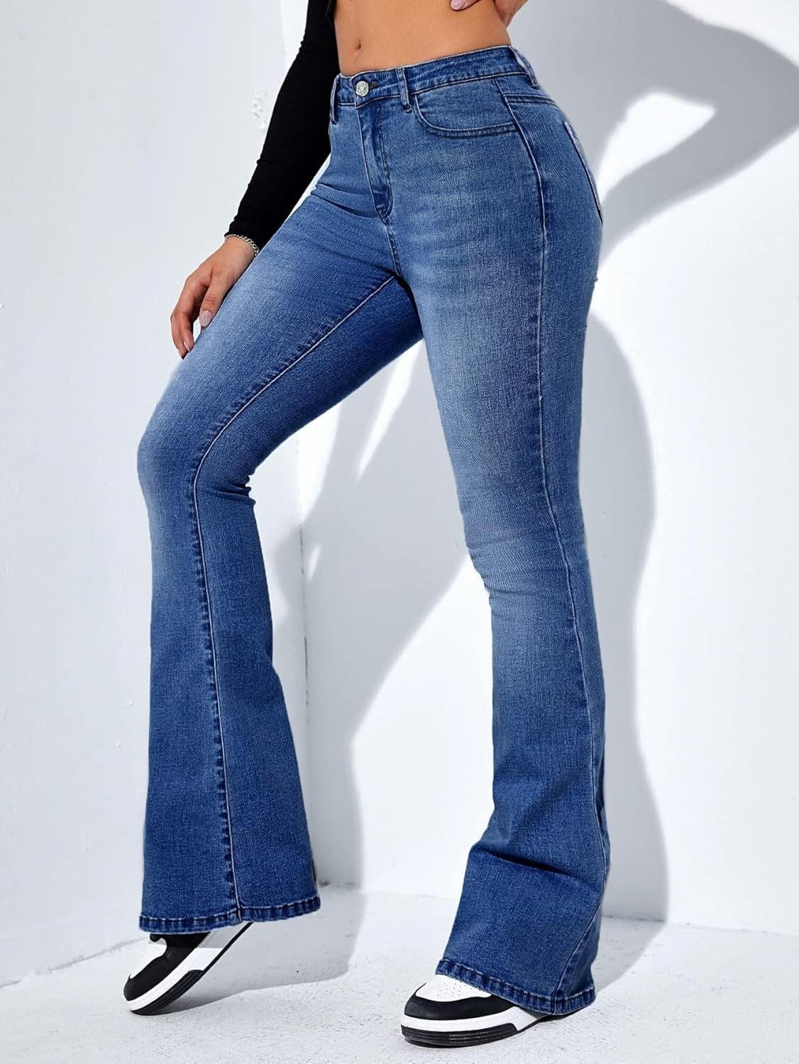High Waist Slim-fit Stretch Flare Jeans