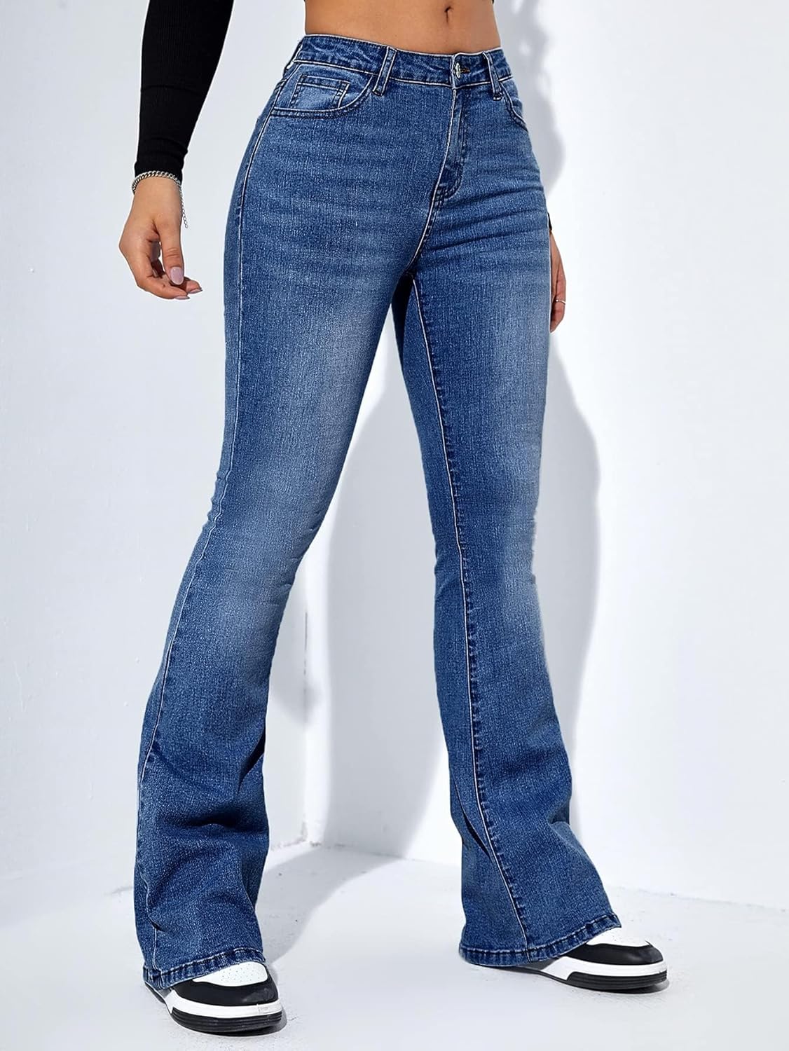 High Waist Slim-fit Stretch Flare Jeans