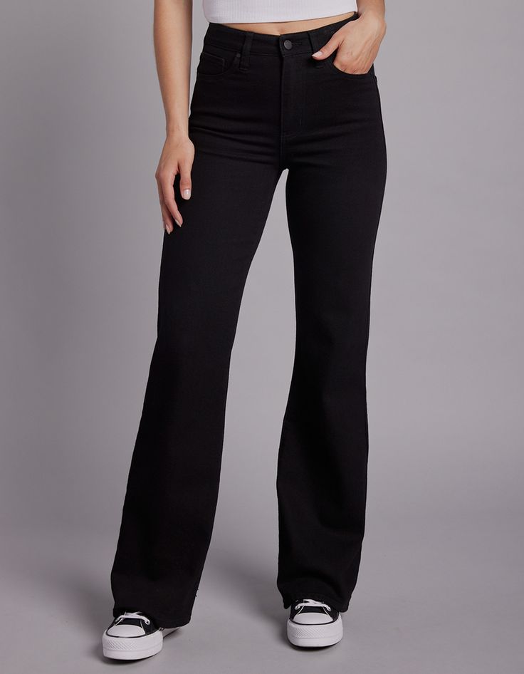 High Waist Slim-fit Stretch Flare Jeans