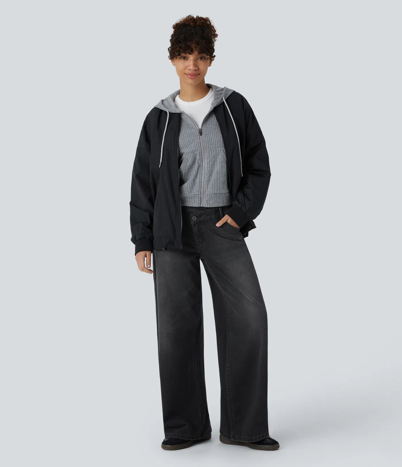 High Rise Crossover Baggy Jeans