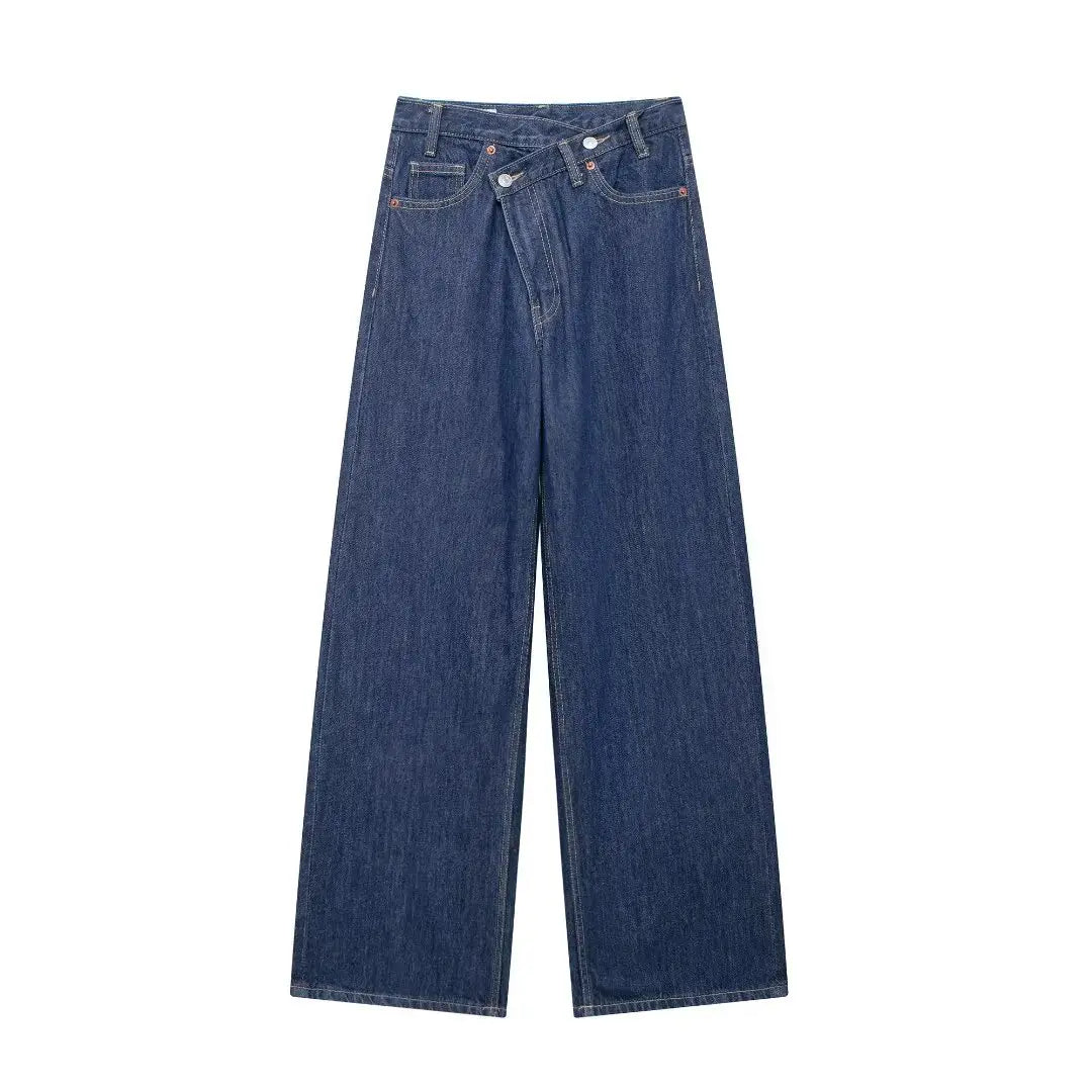High Rise Crossover Baggy Jeans