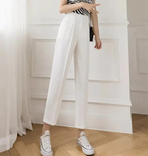High Waist Straight Leg Trousers