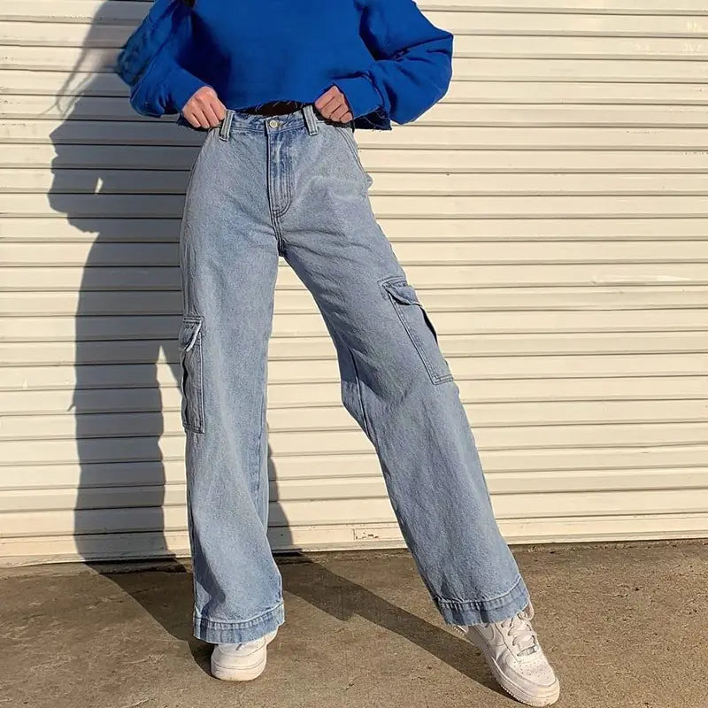 Gerade geschnittene Jeanshose mit hoher Taille