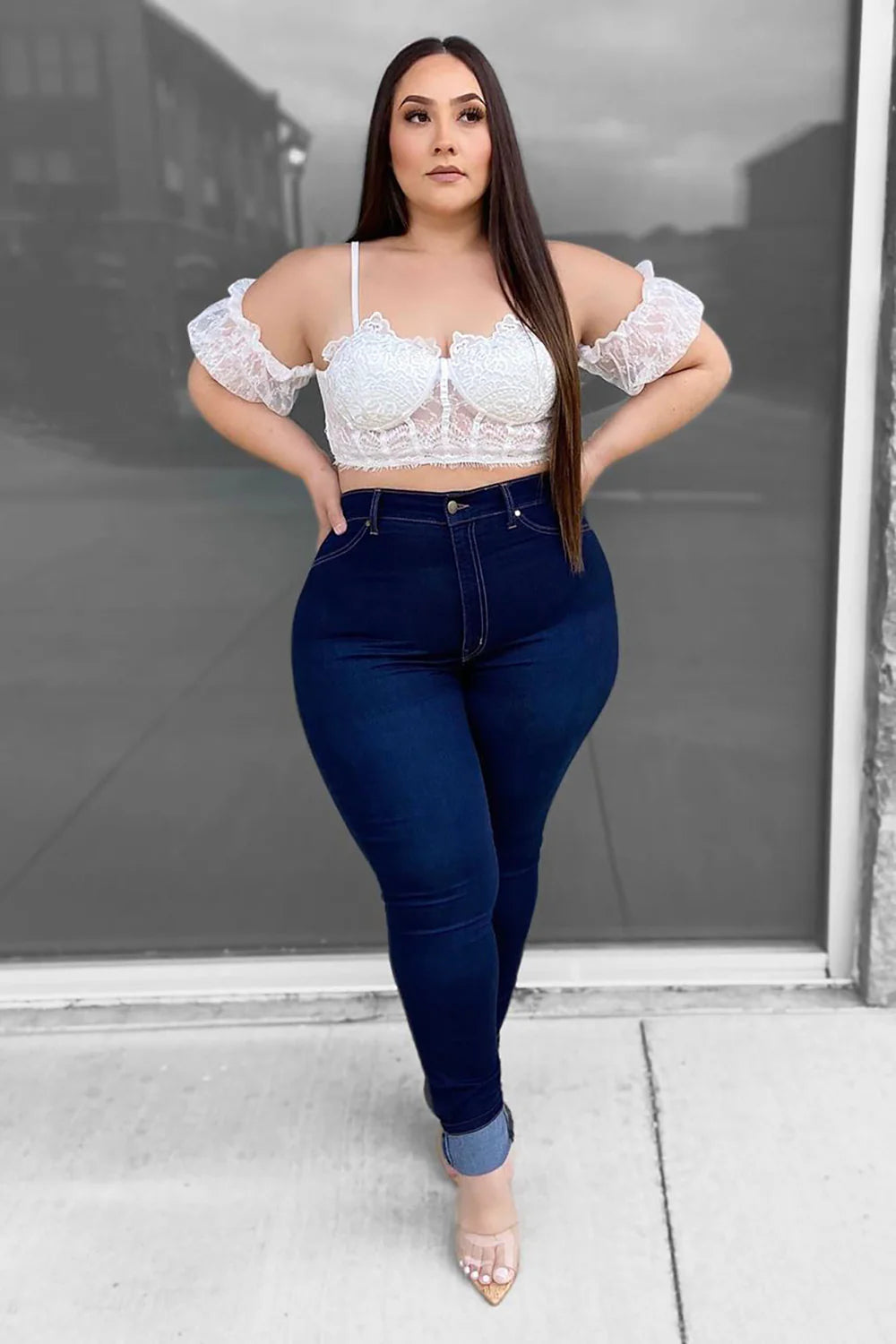 High Waist Stretch Skinny Denim Jeans
