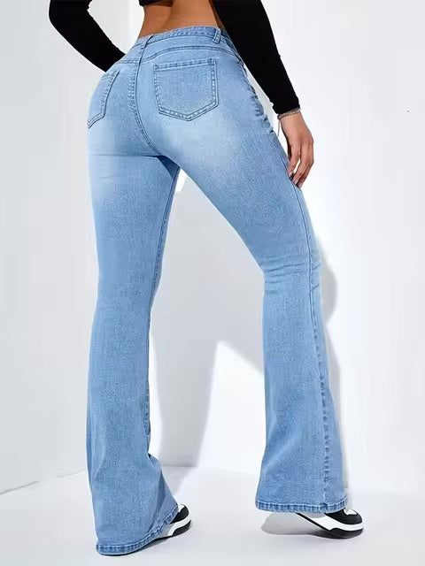 High Waist Slim-fit Stretch Flare Jeans