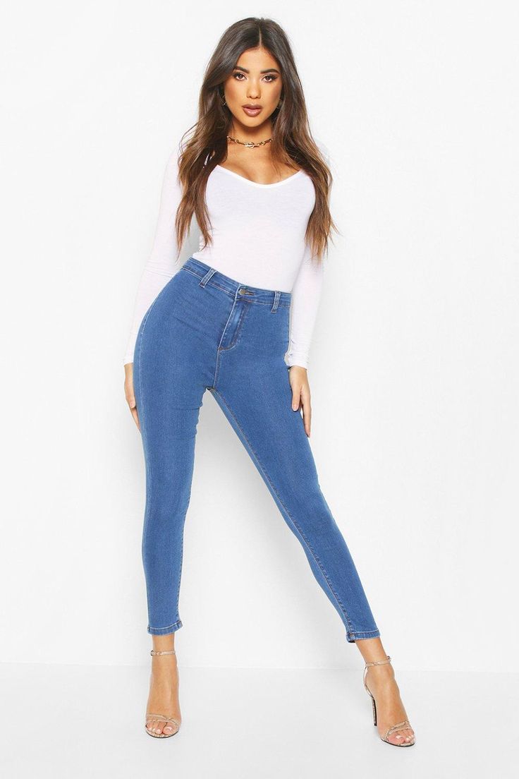 Mid Waist Skinny Jeans