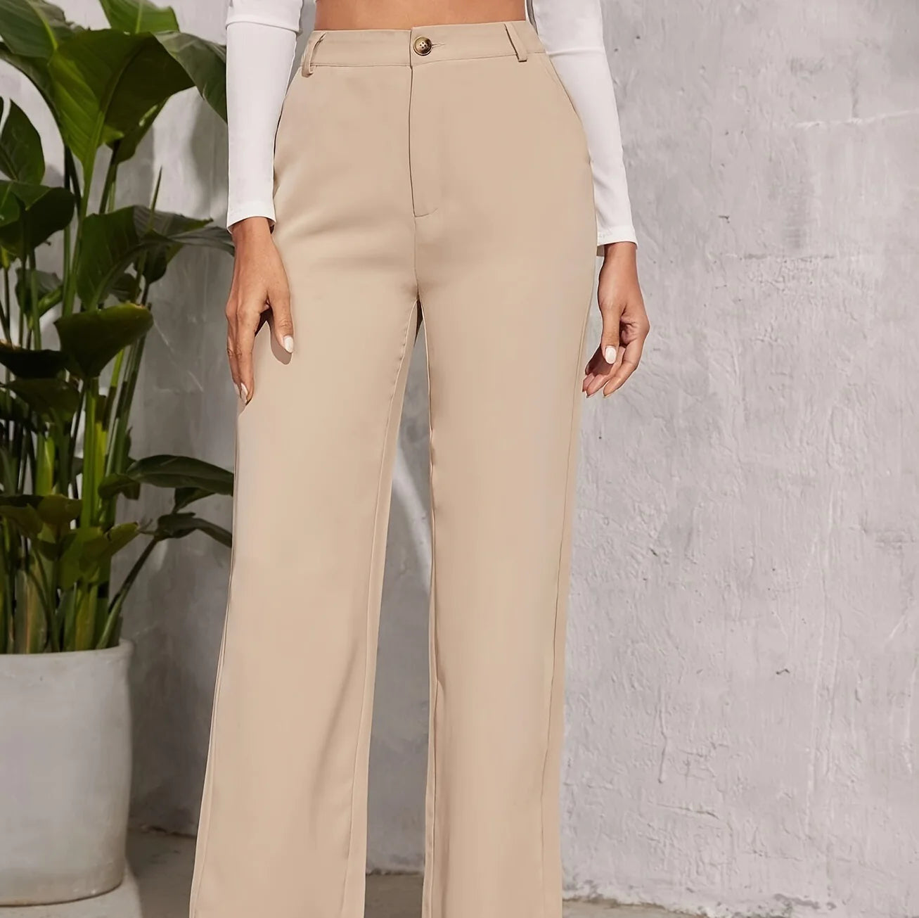 Hose mit hoher Taille und weitem Bein