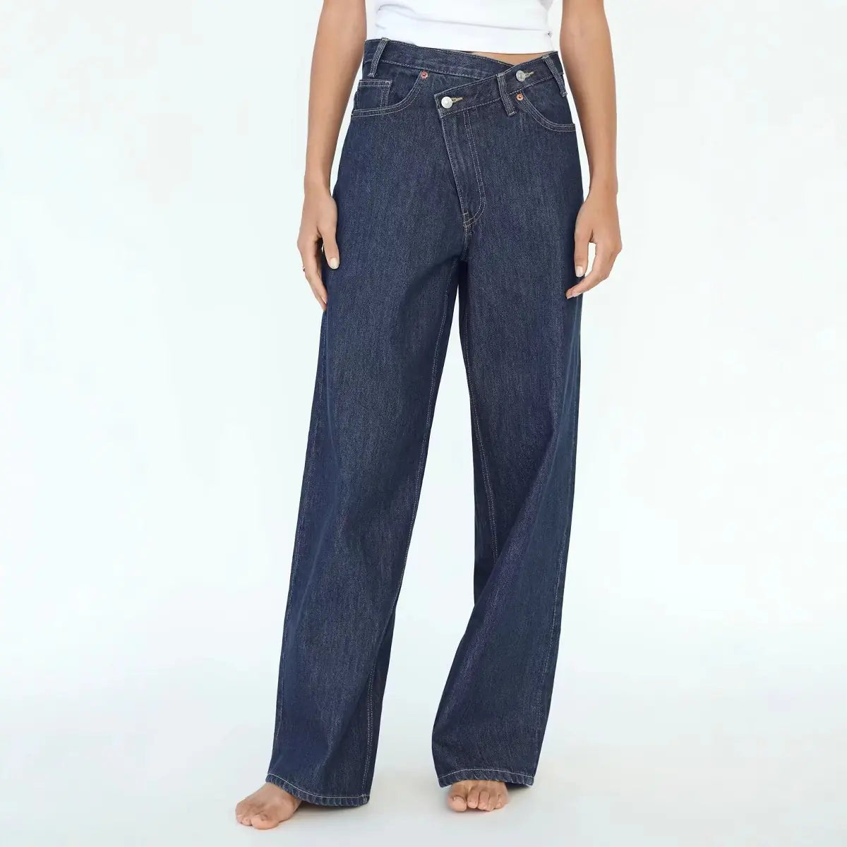 High Rise Crossover Baggy Jeans