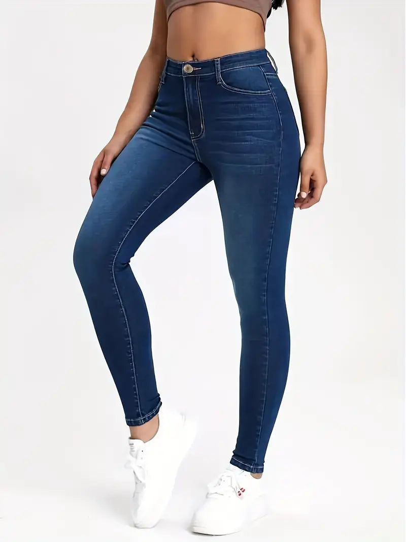 High Rise Elastic Skinny Jeans