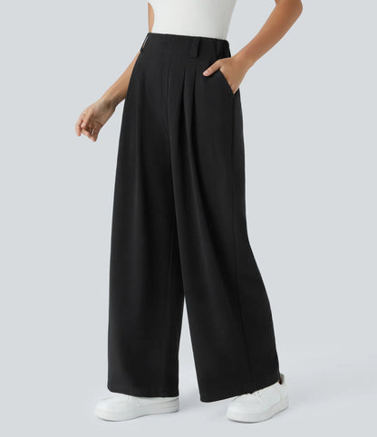 Solid Wide Leg Pants For Woman Work Business