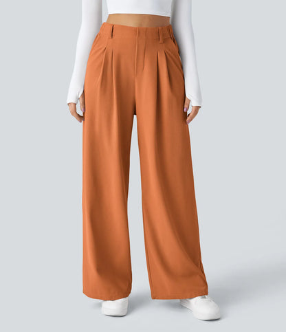 Solid Wide Leg Pants For Woman Work Business