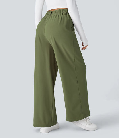 Solid Wide Leg Pants For Woman Work Business