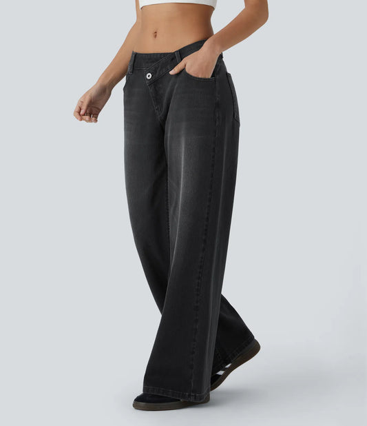 High Rise Crossover Baggy Jeans