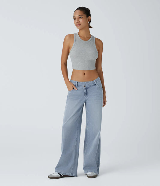 High Rise Crossover Baggy Jeans