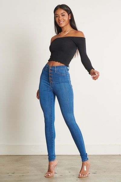 High Waist Stretch Slim Jeans