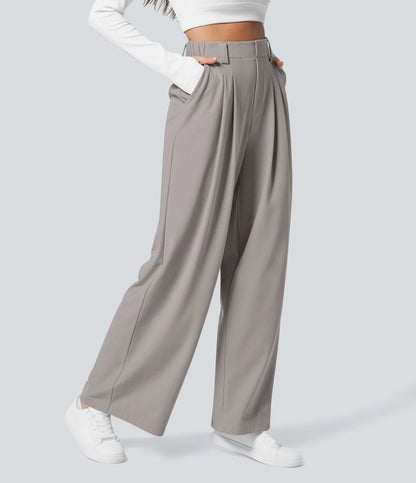 Solid Wide Leg Pants For Woman Work Business