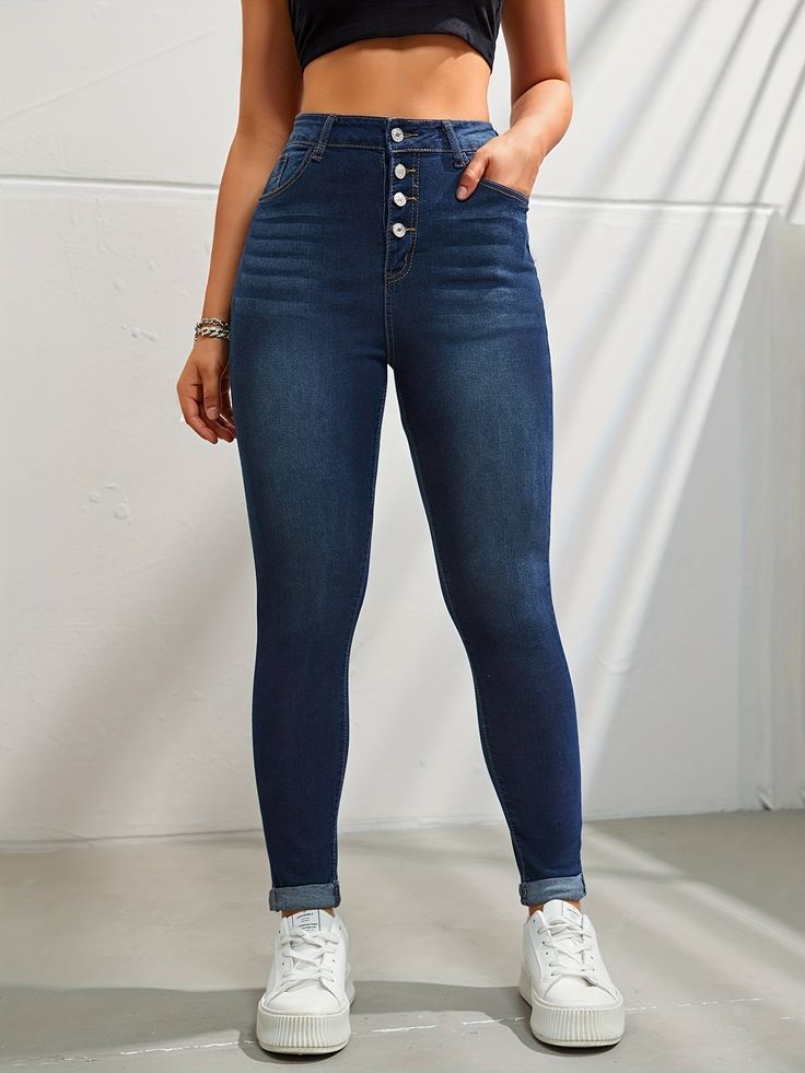 High Waist Stretch Slim Jeans