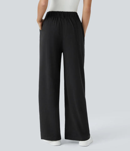 Solid Wide Leg Pants For Woman Work Business