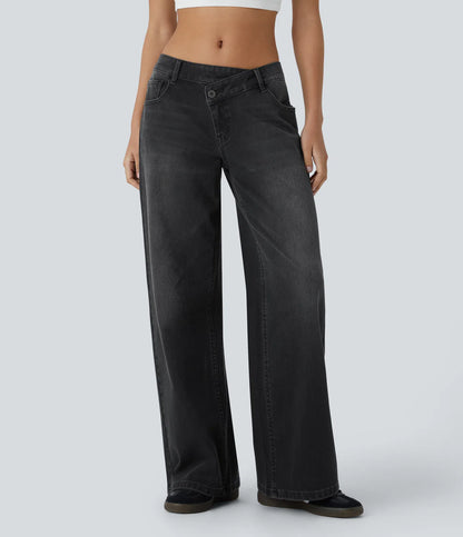 High Rise Crossover Baggy Jeans