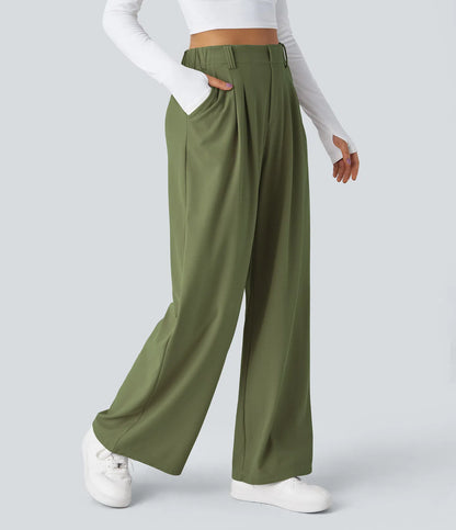 Solid Wide Leg Pants For Woman Work Business