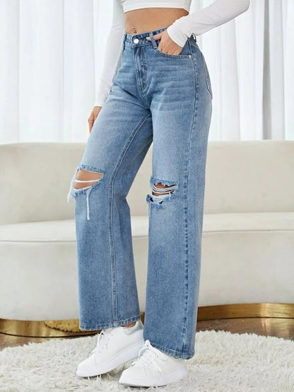 Zoufalý denim s vysokým pasem