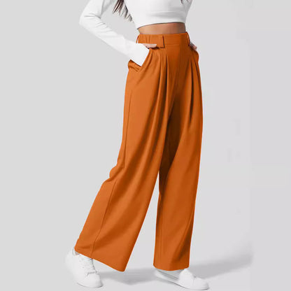 Solid Wide Leg Pants For Woman Work Business