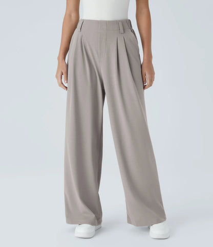 Solid Wide Leg Pants For Woman Work Business