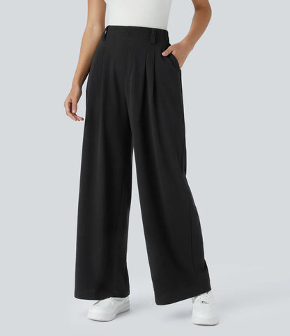 Solid Wide Leg Pants For Woman Work Business