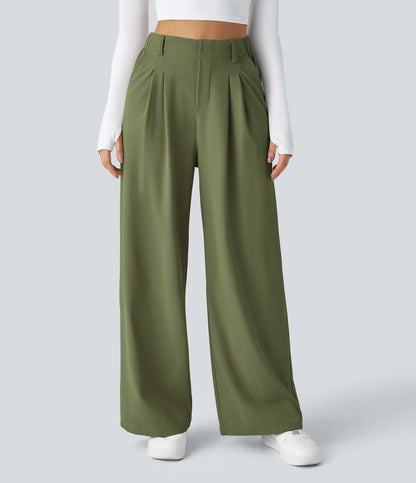 Solid Wide Leg Pants For Woman Work Business