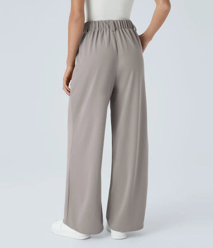 Solid Wide Leg Pants For Woman Work Business