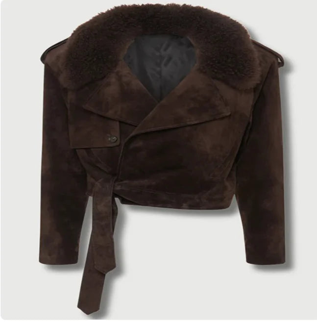 Kožešina Suede Cropped Jacket