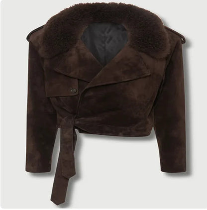 Kožešina Suede Cropped Jacket